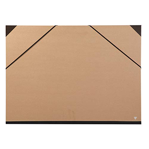 Clairefontaine 44600C Kraft Zeichenmappe (Gummizug, Rücken 30 mm, innen: 60 x 85 cm, außen: 67 x 94 cm, ideal zur Aufbewahrung Ihrer Werke) braun von Clairefontaine