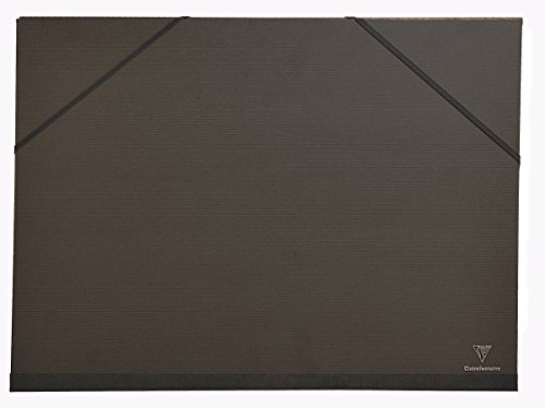 Clairefontaine 48015C Zeichenmappe Kraft Verge mit Gummizug und innenklappen rücken 30 mm, Din A3, innen: 29.7 x 42 cm, außen: 32 x 45 cm, schwarz von Clairefontaine