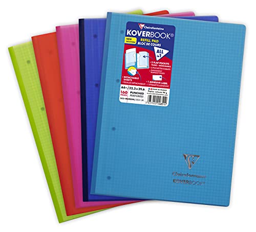 Clairefontaine 4851C Koverbook mikroperforiert, 4 fach Lochung, 22,3 x 29,7cm, 80 Blatt, kariert, 1 Stück, farbig sortiert Clairefontaine 4851C Koverbook mikroperforiert, 4 fach Lochung, 22,3 x 29,7cm, 80 Blatt, kariert, 1 Stück, farbig sortiert von Clairefontaine