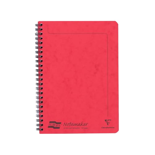 Clairefontaine 4858Z - Heft Europa Notemaker mit Spiralbindung 60 Blatt mikroperforiert 14,8x21 cm 90g liniert, 1 Stück, Rot von Clairefontaine