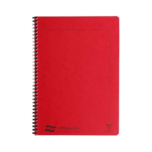 Clairefontaine 4868Z - Notizheft mit Spiralbindung Europa Notemakers 60 Blatt mikroperforiert 21x29,7 cm 90g liniert, 1 Stück, Rot von Clairefontaine