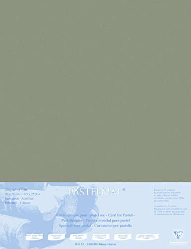 Clairefontaine 496011C Packung (mit 5 Zeichenbögen Pastelmat auf Karton kaschiert 1800 µm, 50 x 70 cm, ideal für Trockentechniken und Pastell) braun von Clairefontaine