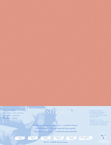 Clairefontaine 496012C Zeichenbögen (Packung mit 5 Bögen Pastelmat auf Karton kaschiert 1800 µm, 50 x 70 cm, ideal für Trockentechniken und Pastell) sienna von Clairefontaine