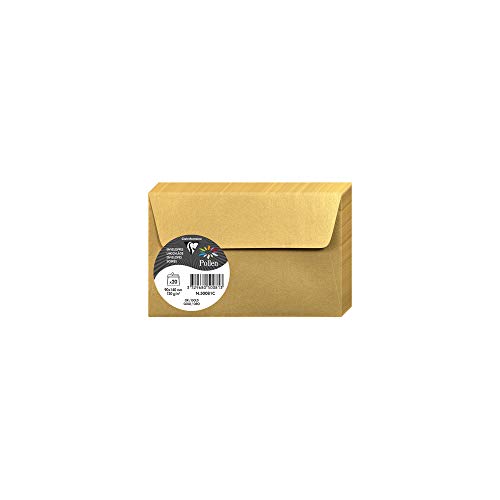 Clairefontaine 50081C - Packung mit 20 Umschlägen Pollen selbstklebend, 9x14cm, 120g, ideal für Ihre Einladungen und Korrespondenz, Gold, 1 Pack von Clairefontaine