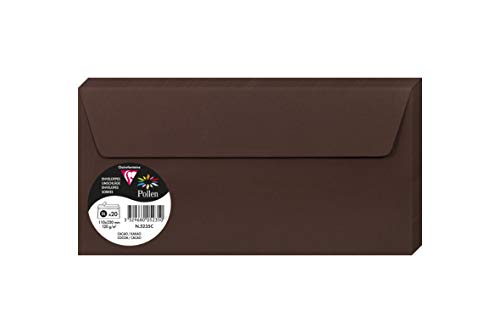 Clairefontaine 5235C - Packung mit 20 Umschlägen Pollen Format DL 11x22 cm, 120g, selbstklebend, ideal für Einladungen und Korrespondenz, Premium glattes Papier, Kakaobraun, 1 Pack von Clairefontaine