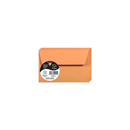 Clairefontaine 5491C - Packung mit 20 Umschläge Pollen, 90 x 140 mm, 120g, ideal für Einladungen und Korrespondenz, Orange, 1 Pack von Clairefontaine