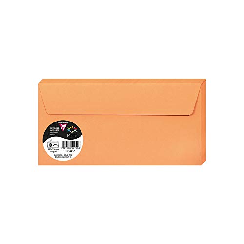 Clairefontaine 5495C - Packung mit 20 Umschläge Pollen, Format DL, 110 x 220 mm, 120g, ideal für Korrespondenz und Einladungen, Clementine, 1 Pack von Clairefontaine