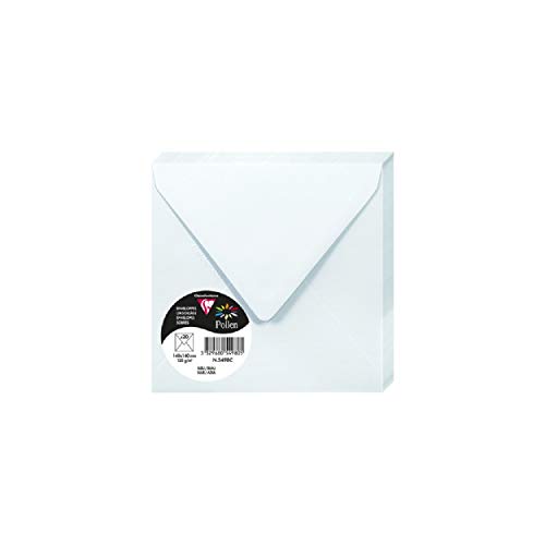 Clairefontaine 5498C - Packung mit 20 Umschläge Pollen, 140 x 140 mm, 120g, ideal für Korrespondenz und Einladungen, Blau, 1 Pack Clairefontaine 5498C - Packung mit 20 Umschläge Pollen, 140 x 140 mm, 120g, ideal für Korrespondenz und Einladungen, Blau, 1 Pack von Clairefontaine