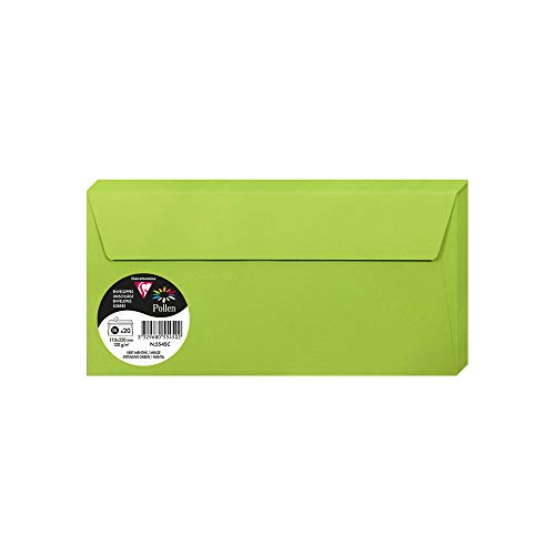 Clairefontaine 5545C - Packung mit 20 Umschläge Pollen, Format DL, 110 x 220 mm, 120g, ideal für Korrespondenz und Einladungen, Minzgrün, 1 Pack von Clairefontaine