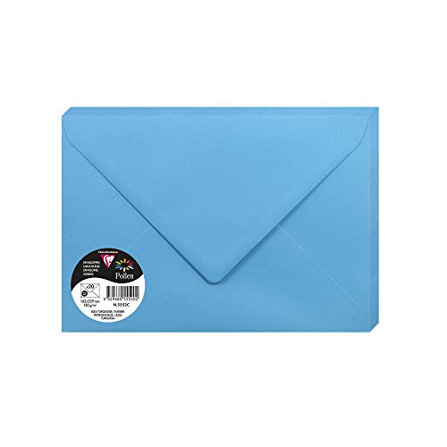 Clairefontaine 5552C - Packung mit 20 Umschläge Pollen, Format C5, 162 x 229 mm, 120g, ideal für Korrespondenz und Einladungen, Karibikblau, 1 Pack Clairefontaine 5552C - Packung mit 20 Umschläge Pollen, Format C5, 162 x 229 mm, 120g, ideal für Korrespondenz und Einladungen, Karibikblau, 1 Pack von Clairefontaine
