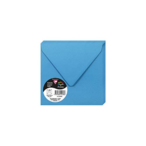 Clairefontaine 5558C - Packung mit 20 Umschläge Pollen, 140 x 140 mm, 120g, ideal für Einladungen und Korrespondenz, Türkis, 1 Pack Clairefontaine 5558C - Packung mit 20 Umschläge Pollen, 140 x 140 mm, 120g, ideal für Einladungen und Korrespondenz, Türkis, 1 Pack von Clairefontaine