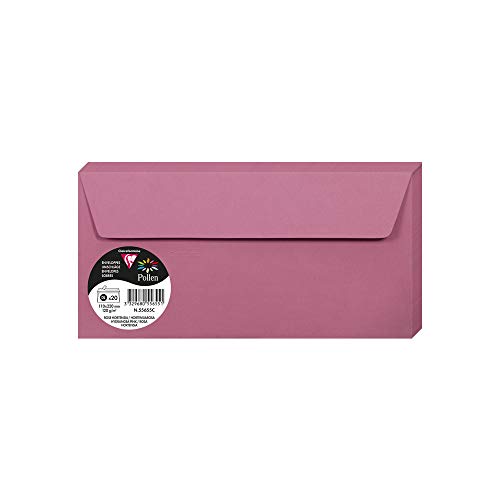 Clairefontaine 55655C - Packung mit 20 Umschläge Pollen, Format DL, 110 x 220 mm, 120g, ideal für Einladungen und Korrespondenz, Hortensienrosa, 1 Pack von Clairefontaine