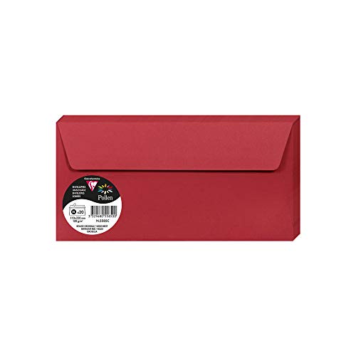 Clairefontaine 5585C - Packung mit 20 Umschläge Pollen, Format DL, 110 x 220 mm, 120g, ideal für Korrespondenz und Einladungen, Kirschrot, 1 Pack von Clairefontaine