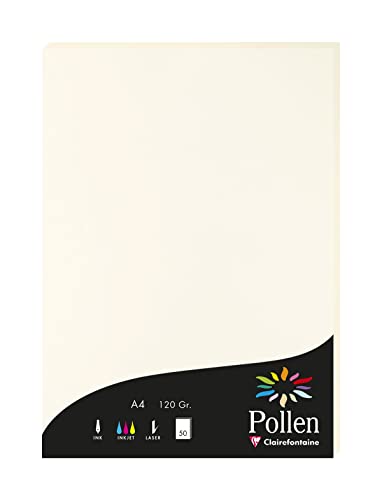 Clairefontaine 56000C - Packung mit 50 Blatt Briefpapier Pollen, DIN A4, 21x29,7cm, 120g, Naturweiß, 1 Pack Clairefontaine 56000C - Packung mit 50 Blatt Briefpapier Pollen, DIN A4, 21x29,7cm, 120g, Naturweiß, 1 Pack von Clairefontaine