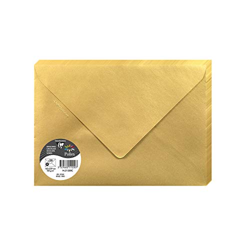 Clairefontaine 51200C - Packung mit 20 Umschlag Pollen Format C5 16,2x22,9 cm, 120g, gefüttert, ideal für Einladungen und Korrespondenz, Premium glattes Papier, Gold, 1 Pack Clairefontaine 51200C - Packung mit 20 Umschlag Pollen Format C5 16,2x22,9 cm, 120g, gefüttert, ideal für Einladungen und Korrespondenz, Premium glattes Papier, Gold, 1 Pack von Clairefontaine