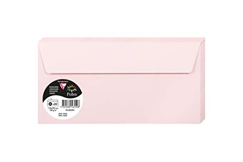 Clairefontaine 5655C - Packung mit 20 Umschläge Pollen, Format DL, 110 x 220 mm, 120g, ideal für Einladungen und Korrespondenz, Rosa, 1 Pack von Clairefontaine