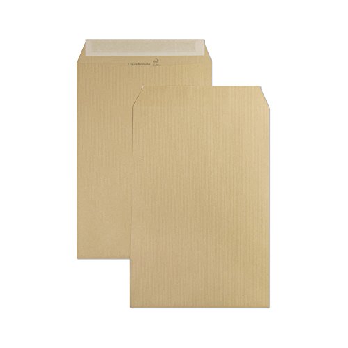 Clairefontaine 5744C - Packung mit 50 Versandtaschen mit Rillen Kraftbraun B5-176x250 mm, selbstklebend, 90g, 1 Pack von Clairefontaine