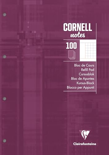 Clairefontaine 58196C - Schreibblock Notizblock CORNELL, DIN A4, 21x29,7 cm, 100 Blatt kariert 90g, 4-fach gelocht, 1 Stück von Clairefontaine