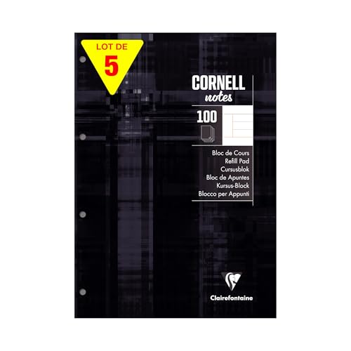 Clairefontaine 58198Cpack - Packung 5 Schreibblock/Notizblock CORNELL, DIN A4, 21x29,7 cm, 100 Blatt liniert 90g, 4-fach gelocht, 5 Stück Clairefontaine 58198Cpack - Packung 5 Schreibblock/Notizblock CORNELL, DIN A4, 21x29,7 cm, 100 Blatt liniert 90g, 4-fach gelocht, 5 Stück von Clairefontaine