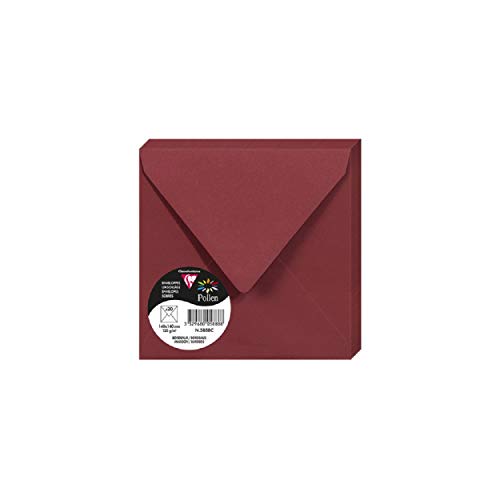 Clairefontaine 5888C - Packung mit 20 Umschläge Pollen, 140 x 140 mm, 120g, ideal für Einladungen und Korrespondenz, Bordeaux, 1 Pack Clairefontaine 5888C - Packung mit 20 Umschläge Pollen, 140 x 140 mm, 120g, ideal für Einladungen und Korrespondenz, Bordeaux, 1 Pack von Clairefontaine