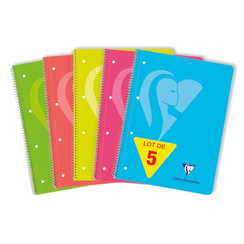 Clairefontaine 598723Cpack - Mimesys NEON cahier spiralé polypro 22,5x29,5cm 240p Q.5x5 cadré perfo. 4 trous 5 couleurs de bandes couleurs FLUO assorties - PAQ DE 5 Clairefontaine 598723Cpack - Mimesys NEON cahier spiralé polypro 22,5x29,5cm 240p Q.5x5 cadré perfo. 4 trous 5 couleurs de bandes couleurs FLUO assorties - PAQ DE 5 von Clairefontaine