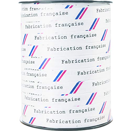 Clairefontaine 602130C - Spule Geschenkband 250mx10mm Großformat für den professionellen Bedarf für Verpackungen von Geschenken und DIY-Projekte, mit Beschriftung "Fabrication française" Weiß, 1 Stück von Clairefontaine