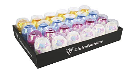 Clairefontaine 612696C Box (mit 24 Geschenkbänden, 10m x 7mm, Perlmutteffekt, ideal für Ihre Geschenke) 4 farbig sortiert von Clairefontaine
