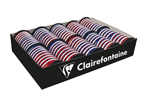Clairefontaine 612698C Packung (mit 10 Spulen Geschenkband, 10m x 10mm, französischer Flagge, ideal für Ihre Geschenke oder Bastelnprojekte) 10 Stück blau/weiß/rot von Clairefontaine