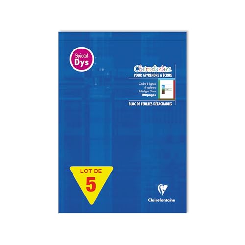Clairefontaine 6138CPack Notizblöcke, A4, 21 x 29,7 cm, 100 Seiten abgelöst, 5 Stück, blau K geklebt, Special Dys, 4-farbiger Zeilenabstand, 3 mm, 90 g, weißes Papier, laminierter Kartoneinband Clairefontaine 6138CPack Notizblöcke, A4, 21 x 29,7 cm, 100 Seiten abgelöst, 5 Stück, blau K geklebt, Special Dys, 4-farbiger Zeilenabstand, 3 mm, 90 g, weißes Papier, laminierter Kartoneinband von Clairefontaine