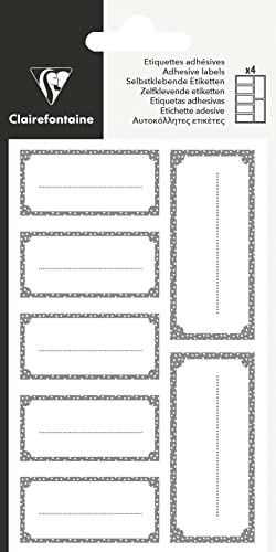 Clairefontaine 617057C - Set mit 28 Etiketten selbstklebend, rechteckig, 1 Set, Silber von Clairefontaine