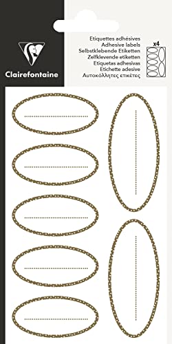 Clairefontaine 617059C - Set mit 28 Etiketten selbstklebend, oval, 1 Set, Gold von Clairefontaine