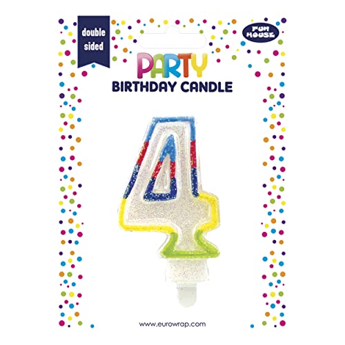 Clairefontaine 6828-4C - Kerze mit Zahl, 4, ideal für Geburtstagskuchen, 1 Stück von Eurowrap