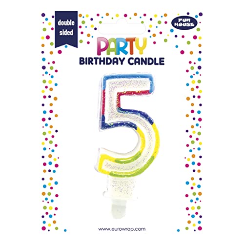 Clairefontaine 6828-5C - Kerze mit Zahl, 5, ideal für Geburtstagskuchen, 1 Stück von Eurowrap