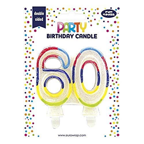 Clairefontaine 6834-60C - Kerze mit Zahl, 60, ideal für Geburtstagskuchen, 1 Stück von Eurowrap