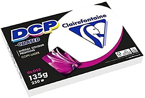 Clairefontaine 6841C Druckerpapier DCP Premium Kopierpapier für farbintensiven Bilderdruck, DIN A4, 21 x 29,7cm, 135g, 1 Ries mit 250 Blatt, glänzend Weiß gestrichen von Clairefontaine