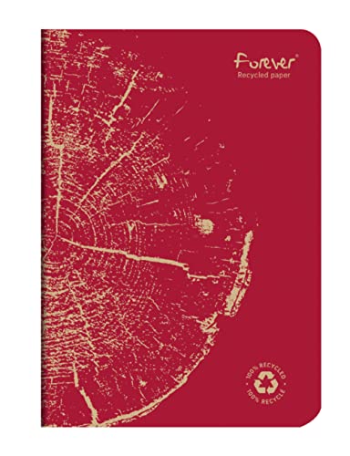 Clairefontaine 684863C - FOREVER Premium Notizheft 14,8x21cm, 90g Recycling Papier, 48 Blatt, liniert, Rot, 1 Stück von Clairefontaine