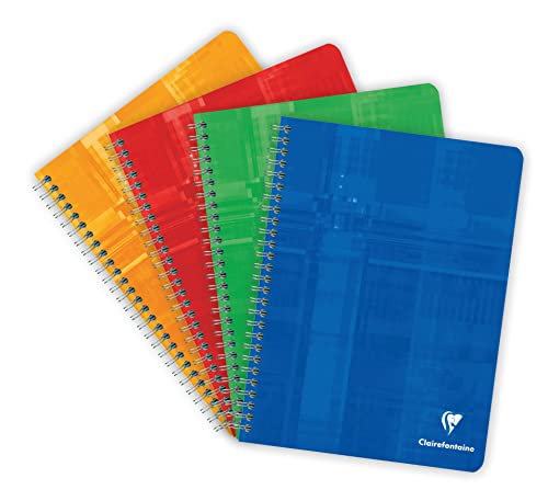 Clairefontaine 68721C - Packung mit 10 Heften mit Spiralbindung 17x22 cm, 50 Blatt, 90g, französische Lineatur, farbig sortiert, 1 Pack von Clairefontaine