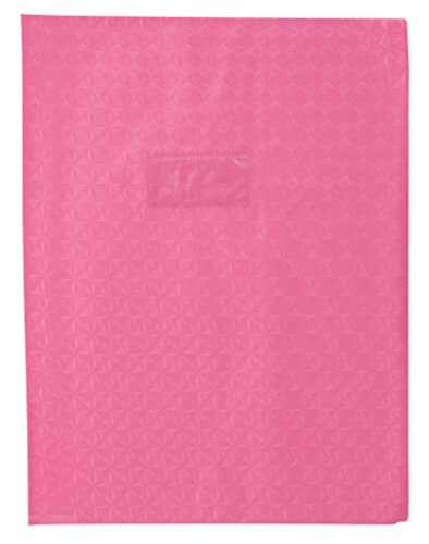 Clairefontaine 72419C - Heftumschlag / Heftschoner / Hefthülle Calligraphe mit Feinkörnung & Diamantmotiven DIN A4+ 24x32 cm, Etikettenhalter aus PVC blickdicht und strapazierfähig, Rosa, 1 Stück von Calligraphe