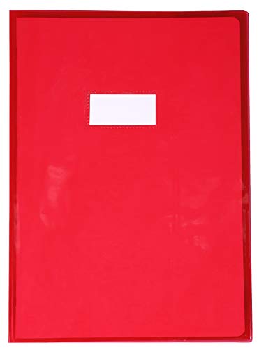 Clairefontaine 73203C - Heftumschlag Calligraphe Cristalux DIN A4 21 x 29,7 cm, glattes PVC, Etikettenhalter, Rot Transparent, 1 Stück von Calligraphe