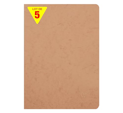 Clairefontaine 733000Cpack Collection Age Bag Notizbuch, A4, 21 x 29,7 cm, 96 weiße Seiten, Papier 90 g, glänzend, Ledermaserung, 5 Stück von Clairefontaine
