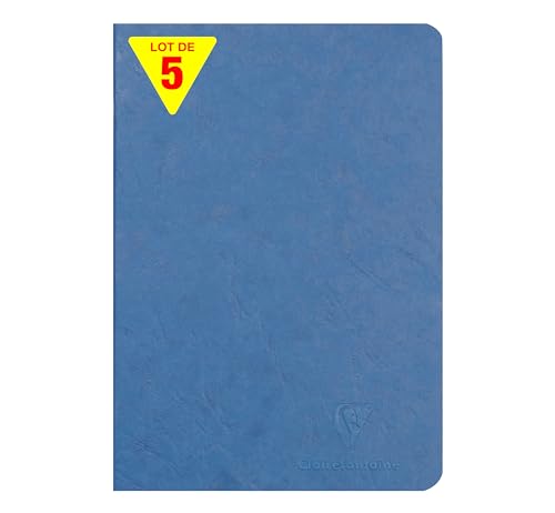 Clairefontaine 733164Cpack - Packung 5 Heft - Notizbuch geheftet, Age Bag, DIN A5 14,8x21 cm, 48 Blatt, liniert, 90g, Blau, 1 Pack von Clairefontaine