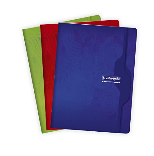 Clairefontaine 7493C - Heft Calligraphe DIN A4+, 24x32 cm, 48 Blatt, französische Lineatur, 70g, farbig sortiert, 1 Stück von Calligraphe
