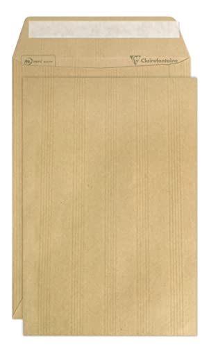 Clairefontaine 7742C - Karton mit 500 Versandtaschen Kraftbraun C5-162x229 mm, selbstklebend, 90g, 1 Karton von Clairefontaine
