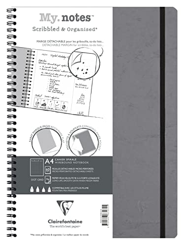 Clairefontaine 783435C - Age Bag My.Notes Spiralbuch mit abtrennbaren Rändern, 21x29,7cm, 60 Blatt 90g DOT Grau, 1 Stück Clairefontaine 783435C - Age Bag My.Notes Spiralbuch mit abtrennbaren Rändern, 21x29,7cm, 60 Blatt 90g DOT Grau, 1 Stück von Clairefontaine