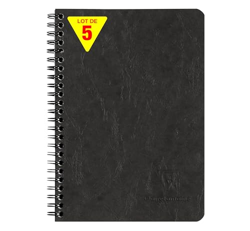 Clairefontaine 785661Cpack - Packung 5 Spiralbuch/Notizheft Age Bag mit Innentaschen DIN A5 14,8x21 cm, liniert, 60 Blatt, Schwarz, 1 Pack Clairefontaine 785661Cpack - Packung 5 Spiralbuch/Notizheft Age Bag mit Innentaschen DIN A5 14,8x21 cm, liniert, 60 Blatt, Schwarz, 1 Pack von Clairefontaine