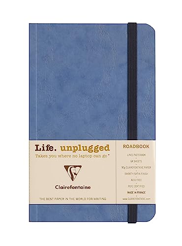Clairefontaine 791164C Notizheft Roadbook, liniert, 9 x 14 cm, 64 Blatt, blau von Clairefontaine