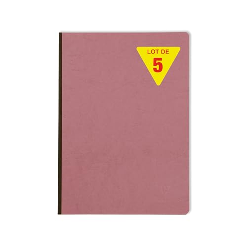 Clairefontaine 791466Cpack - Packung 5x Notizbücher / Kladde Age Bag, DIN A4 21x29,7cm, Leinenrücken, 96 Blatt liniert 90g, Altrosa, 1 Pack von Clairefontaine