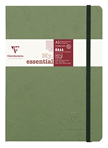 Clairefontaine 793463C Notizbuch AgeBag My Essentials, DIN A5, 14,8 x 21 cm, 96 Blatt liniert, nummeriert, 90g, 1 Stück, grün von Clairefontaine