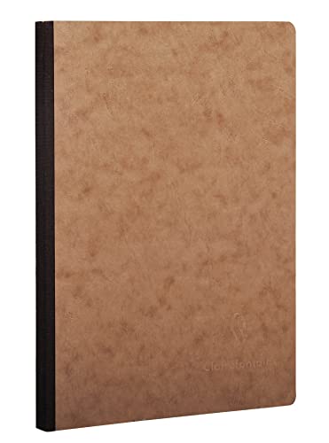 Clairefontaine 79542C - Notizbuch / Heft AgeBag DIN A5 14,8 x 21 cm, mit Leinenstruktur, kariert 96 Blatt, Tabakbraun, 1 Stück von Clairefontaine