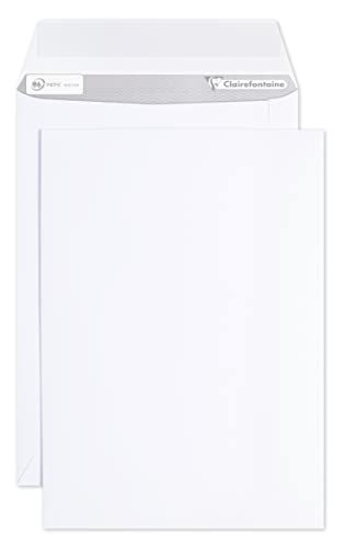 Clairefontaine 8044C - Karton mit 250 Versandtaschen weiß B5-176x250mm, selbstklebend, 90g, 1 Karton von Clairefontaine